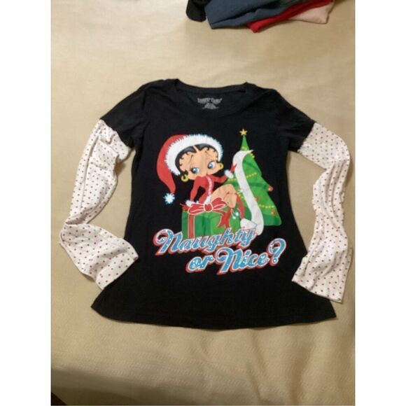 Betty Boop Tops - Vintage Betty Boop Long Sleeve Christmas Tee Shirt LJ
